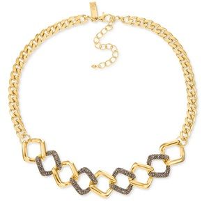 NWT Pavé & Mini Pearl Statement Necklace Gold-Tone